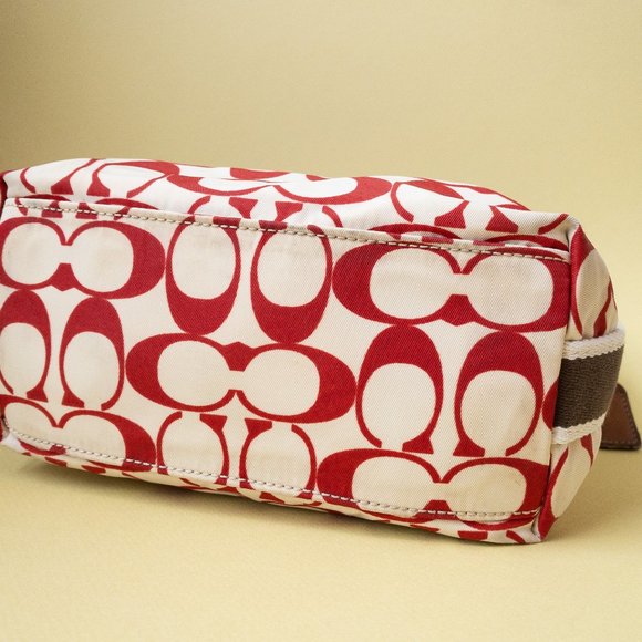 COACH VTG 2000’s Coach Mini Handbag Cream & Red C - Picture 6 of 10